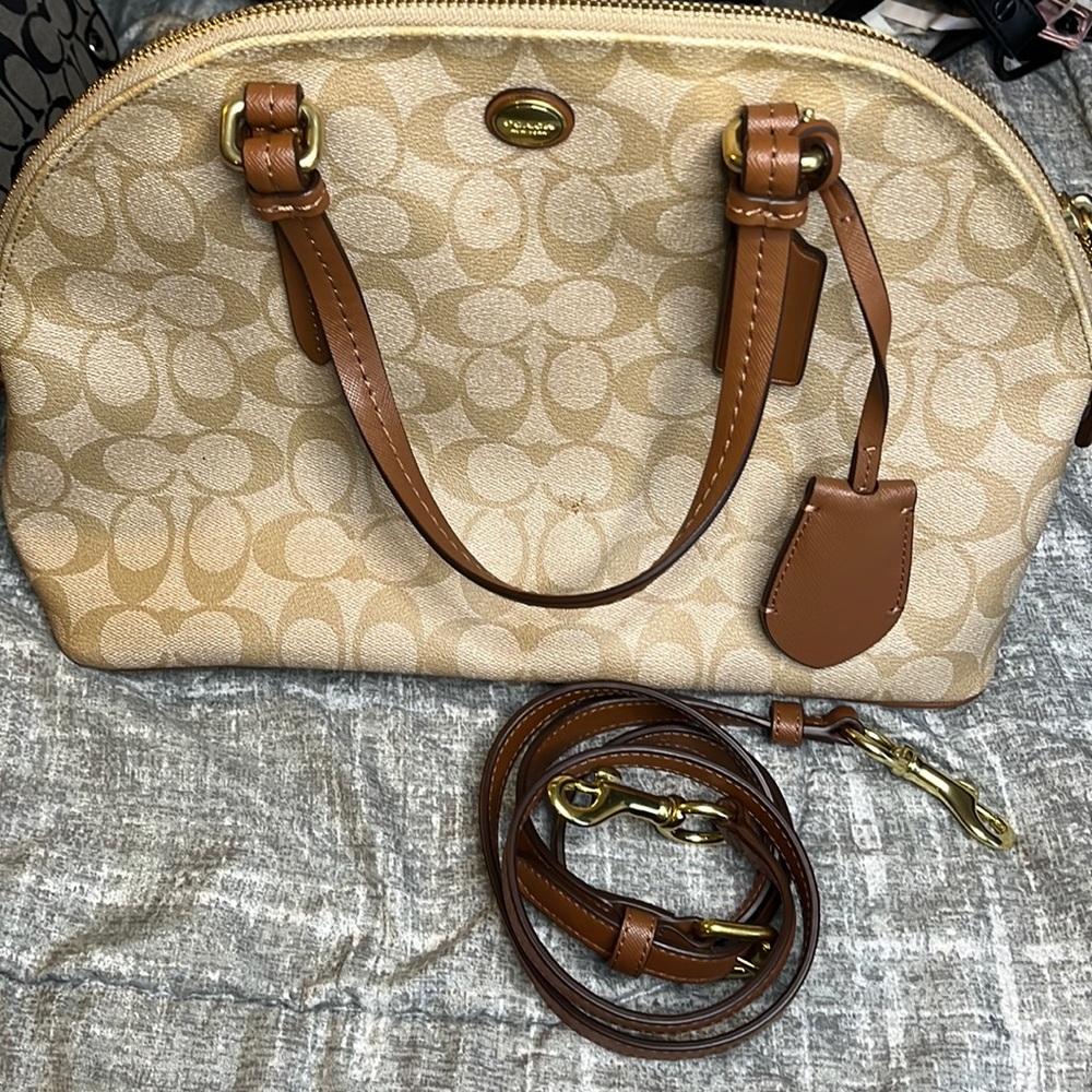Coach Cream & Brown leather bag